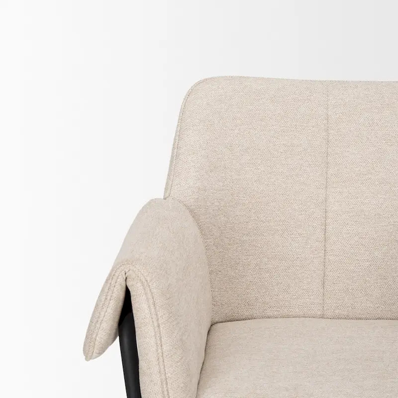 Cream / Oatmeal / Grey Boucle Dining Chair, Matte Black Frame, 1-Seater