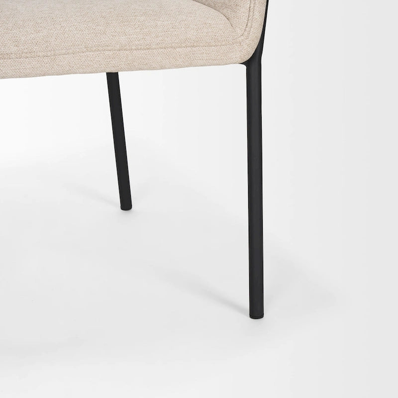 Cream / Oatmeal / Grey Boucle Dining Chair, Matte Black Frame, 1-Seater