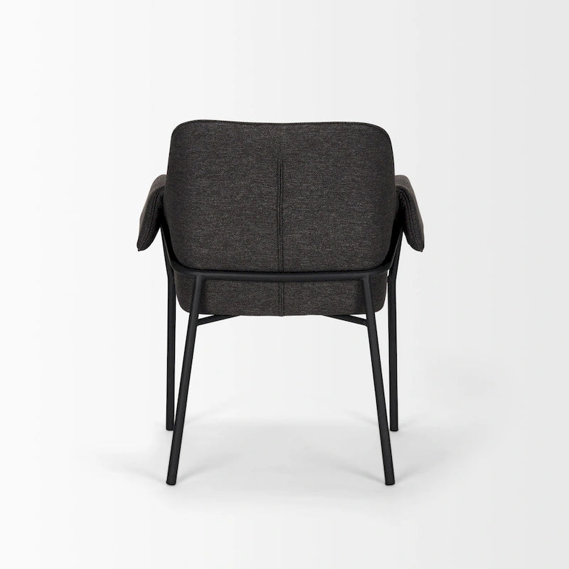 Cream / Oatmeal / Grey Boucle Dining Chair, Matte Black Frame, 1-Seater