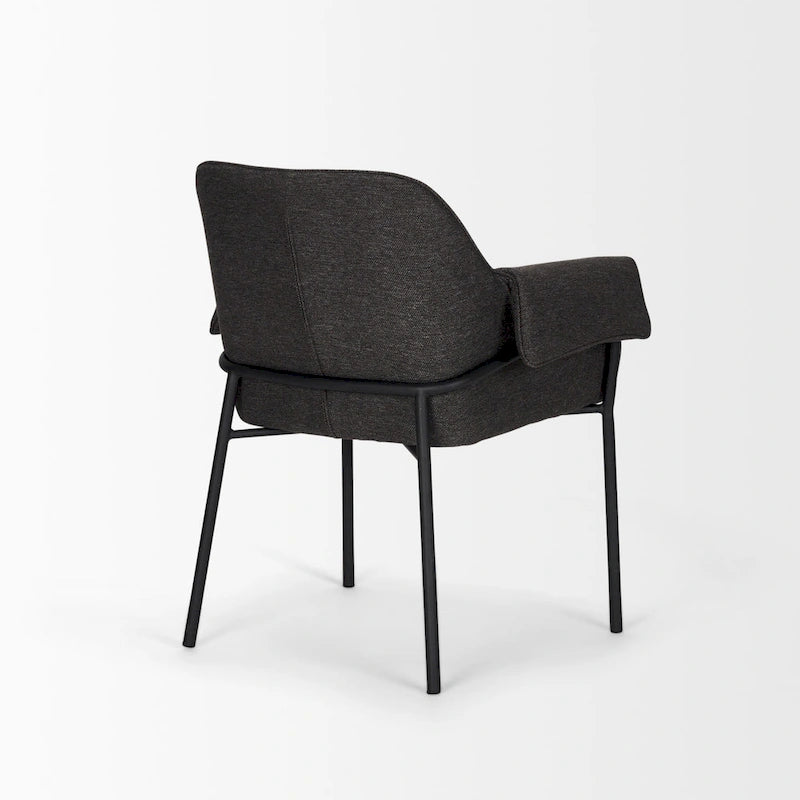Cream / Oatmeal / Grey Boucle Dining Chair, Matte Black Frame, 1-Seater