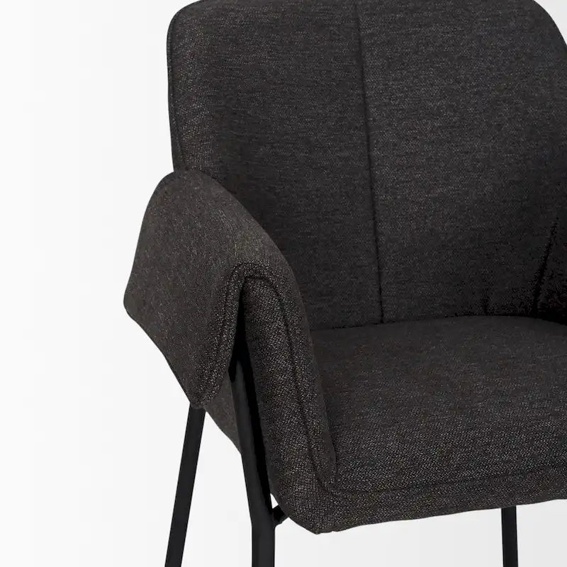Cream / Oatmeal / Grey Boucle Dining Chair, Matte Black Frame, 1-Seater