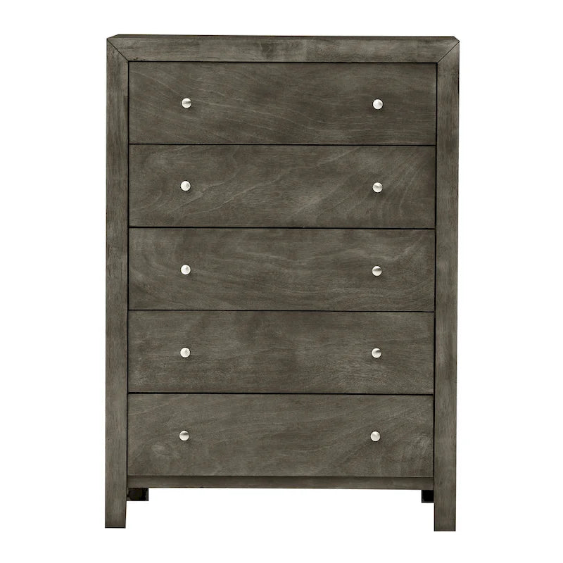 5-Drawer Chest – Gray / Cherry / Black, Single