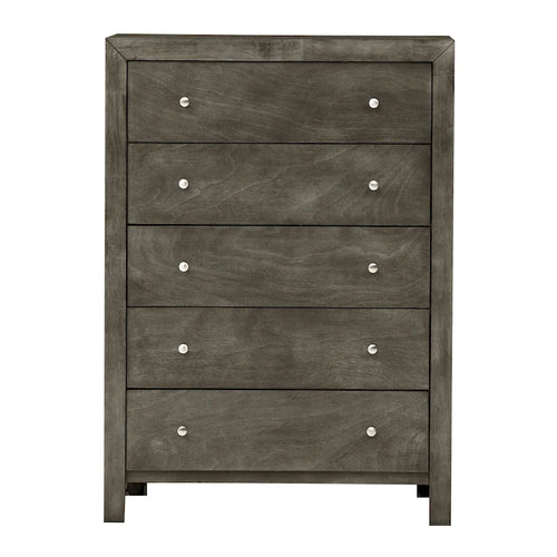 5-Drawer Chest – Gray / Cherry / Black, Single