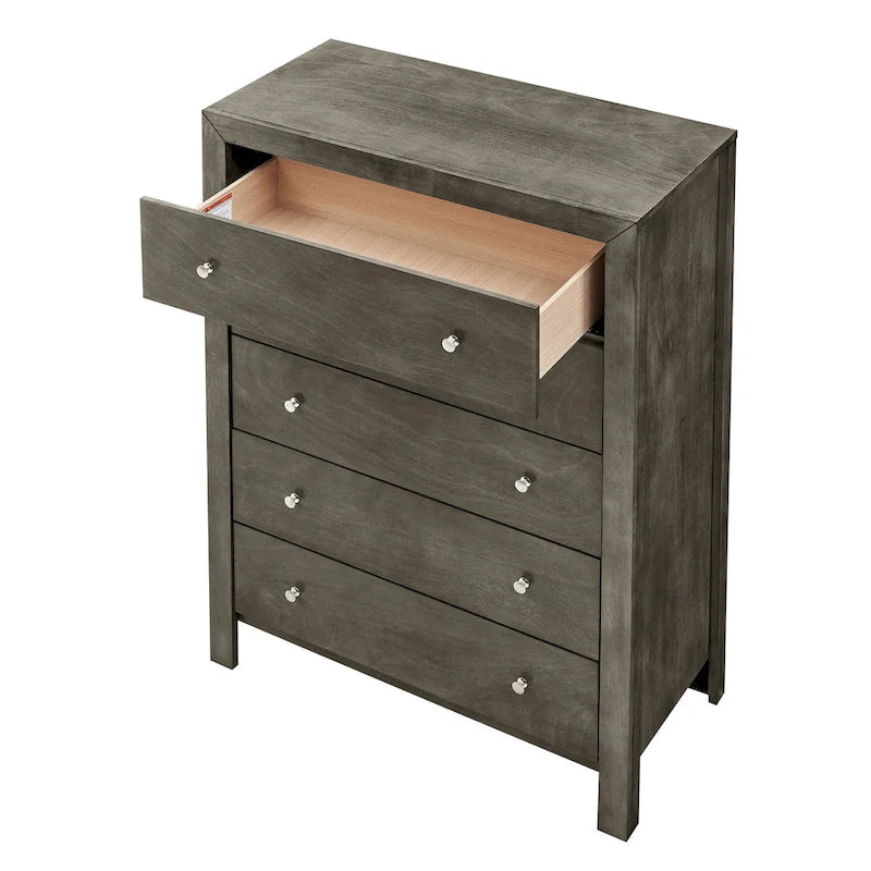 5-Drawer Chest – Gray / Cherry / Black, Single