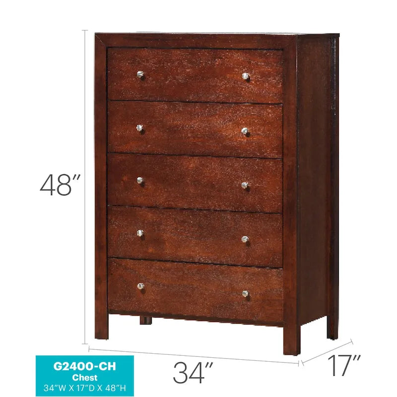 5-Drawer Chest – Gray / Cherry / Black, Single