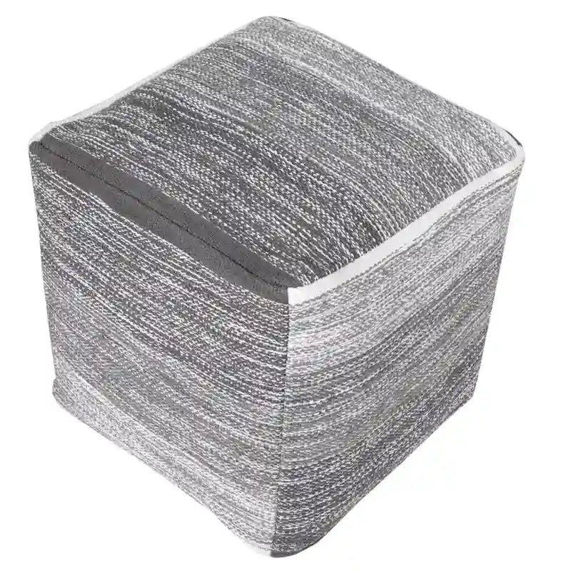 Grey Distressed Gradation Pouf Ottoman – Medium, Single Seat