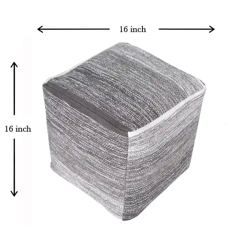 Grey Distressed Gradation Pouf Ottoman – Medium, Single Seat
