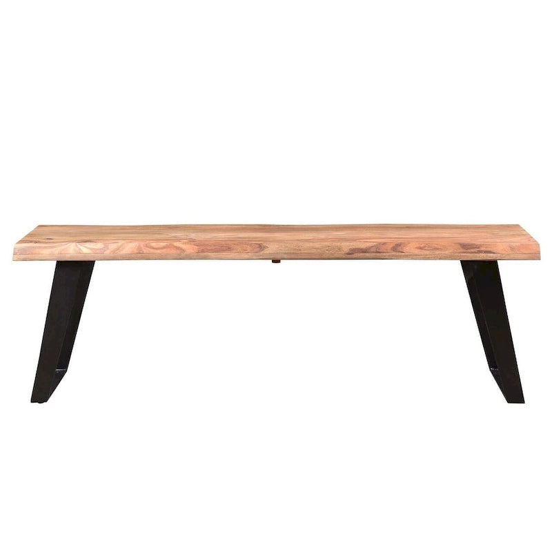 Brown Rustic Live Edge Wood Bench, Seats 2–3