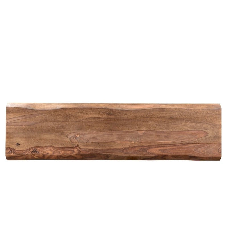 Brown Rustic Live Edge Wood Bench, Seats 2–3