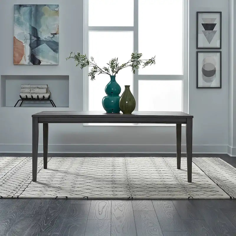 Grey 6-Piece Rectangular Dining Set with Bench (Seats 6)