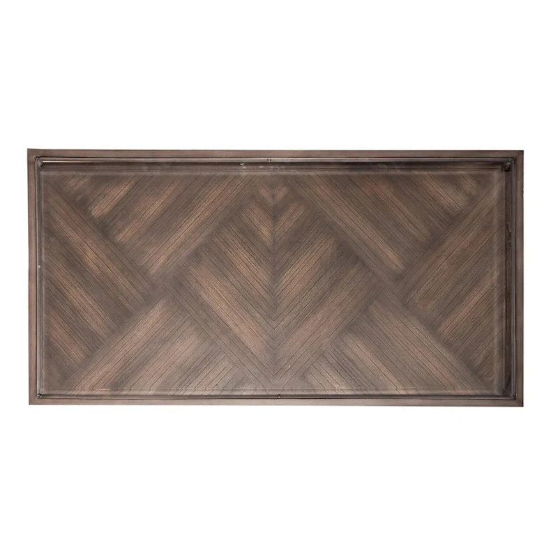 Tobacco Brown Glass-Top Rectangular Coffee Table, Seats 2–4