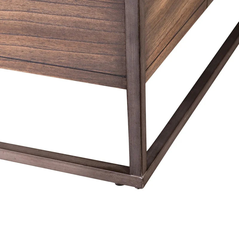 Tobacco Brown Glass-Top Rectangular Coffee Table, Seats 2–4