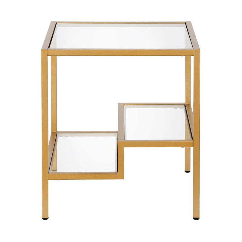 Two-Tier Glass Side Table – Brass / Blackened Bronze / Satin Nickel, Single Use