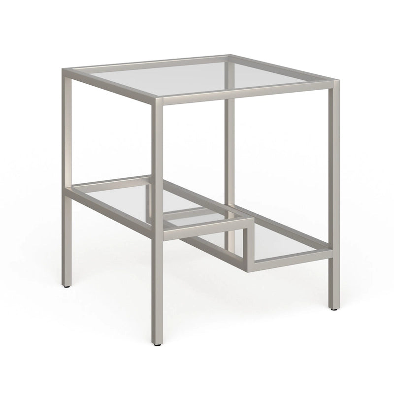 Two-Tier Glass Side Table – Brass / Blackened Bronze / Satin Nickel, Single Use