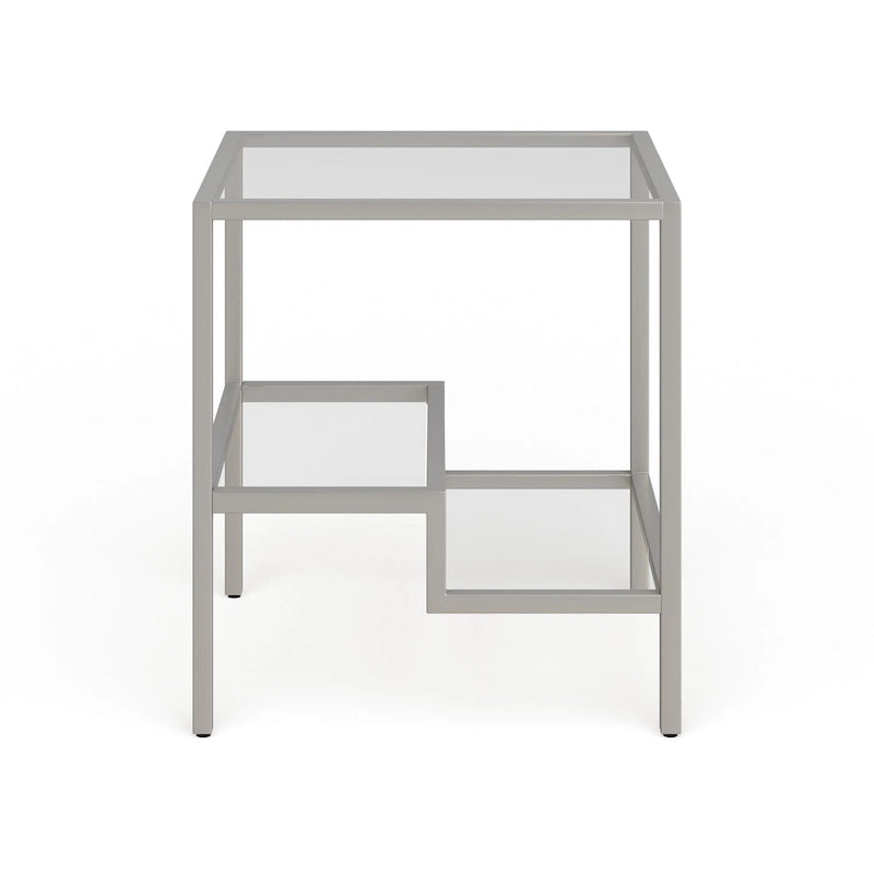 Two-Tier Glass Side Table – Brass / Blackened Bronze / Satin Nickel, Single Use