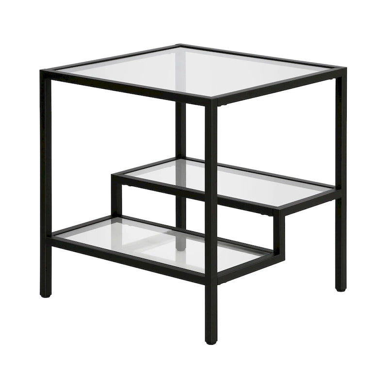 Two-Tier Glass Side Table – Brass / Blackened Bronze / Satin Nickel, Single Use