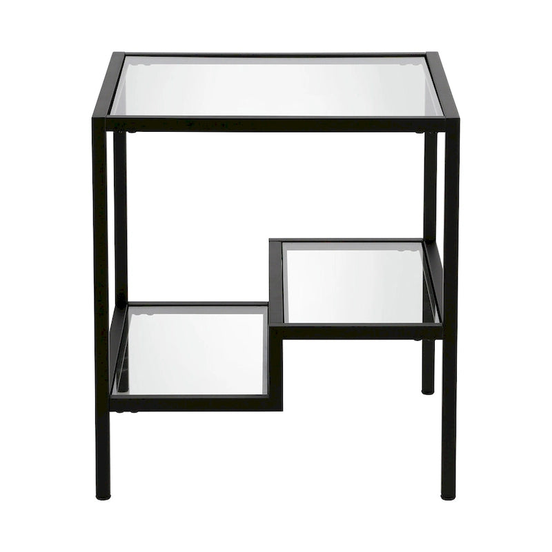 Two-Tier Glass Side Table – Brass / Blackened Bronze / Satin Nickel, Single Use