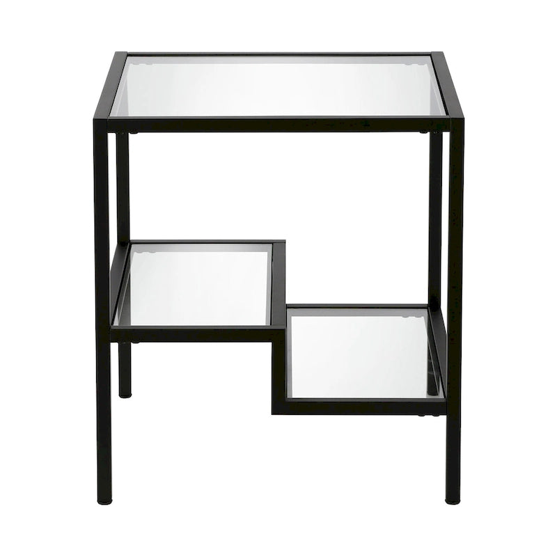 Two-Tier Glass Side Table – Brass / Blackened Bronze / Satin Nickel, Single Use