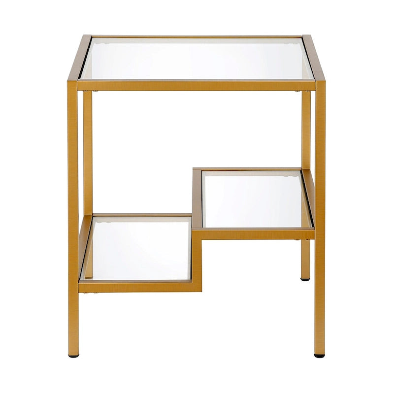 Two-Tier Glass Side Table – Brass / Blackened Bronze / Satin Nickel, Single Use