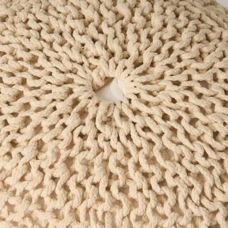Dark Grey / Ivory Knitted Round Pouf, Indoor & Outdoor, Seats 1
