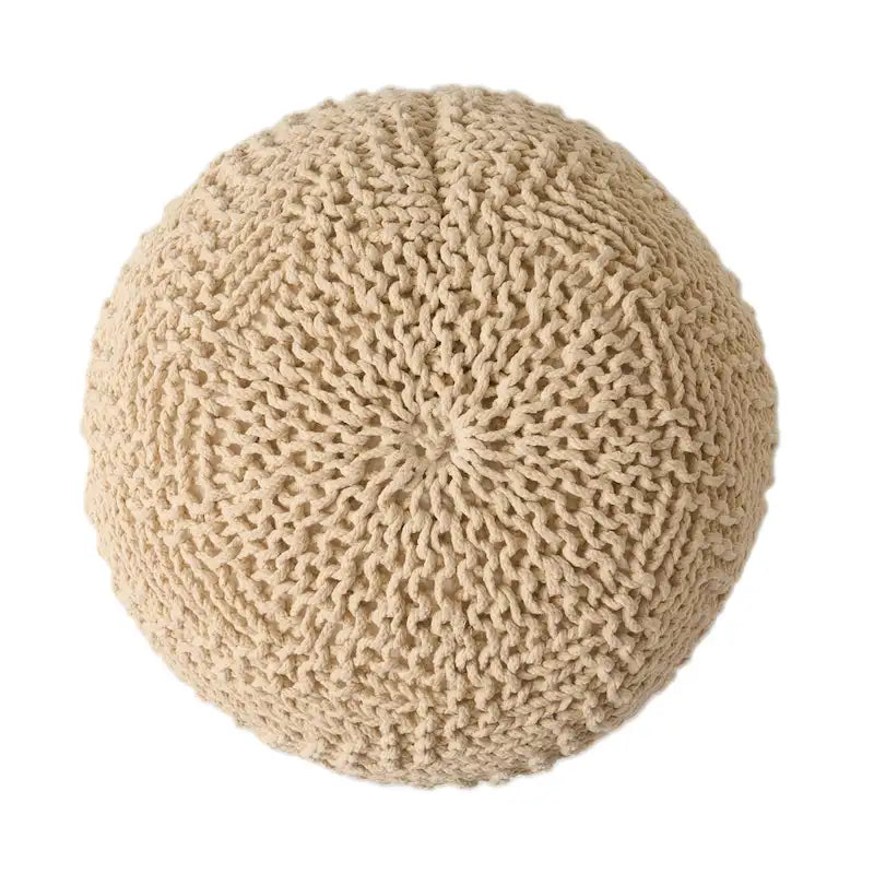 Dark Grey / Ivory Knitted Round Pouf, Indoor & Outdoor, Seats 1