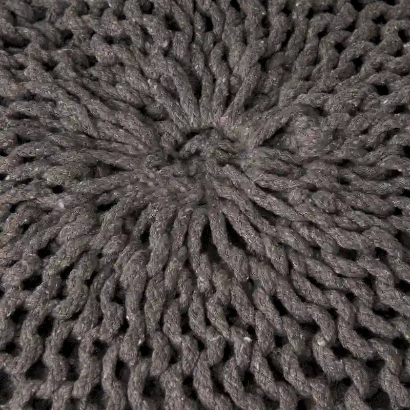 Dark Grey / Ivory Knitted Round Pouf, Indoor & Outdoor, Seats 1