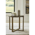 Gold / Grey Round End Table, Contemporary Style, Single