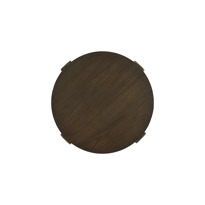Gold / Grey Round End Table, Contemporary Style, Single