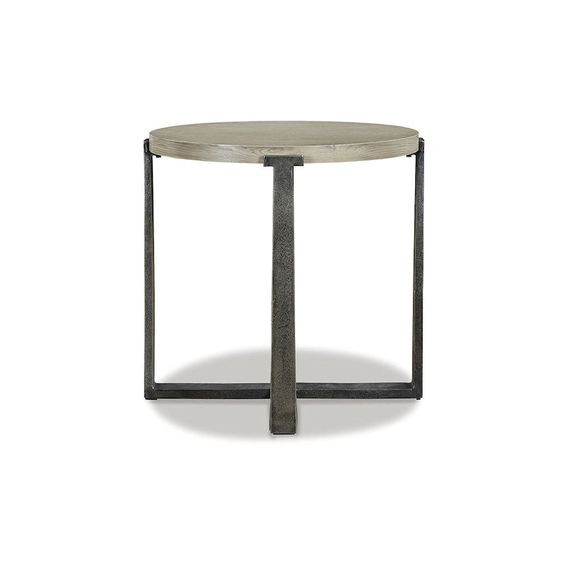 Gold / Grey Round End Table, Contemporary Style, Single