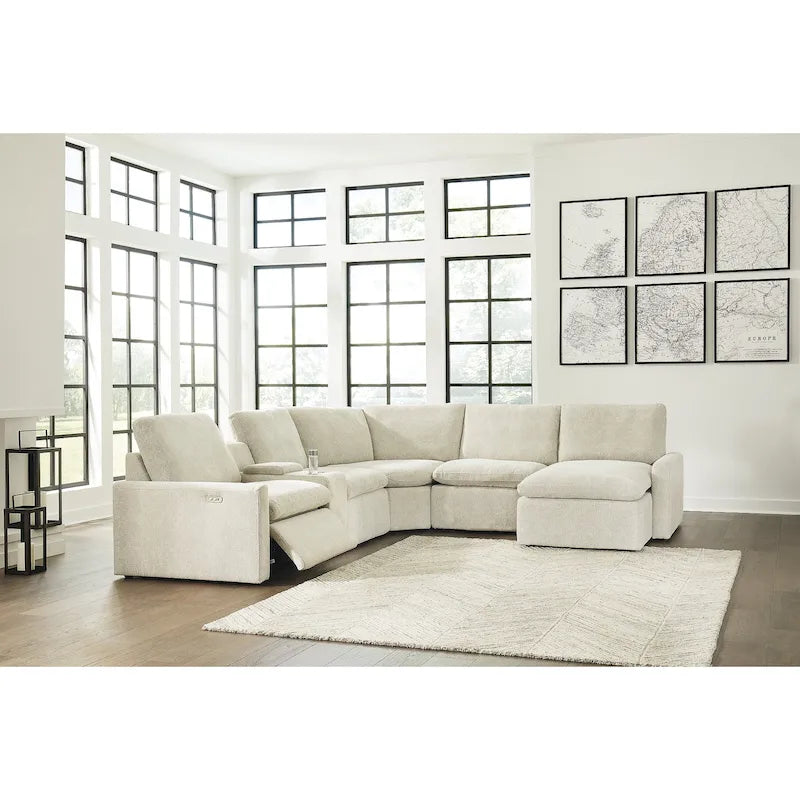 Grey / Beige 6-Piece Power Reclining Sectional – Seats 6