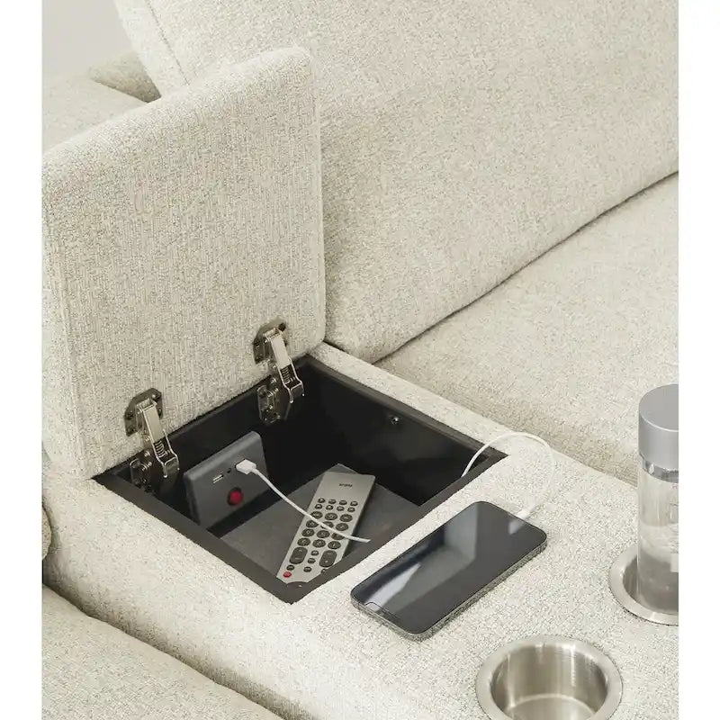 Grey / Beige 6-Piece Power Reclining Sectional – Seats 6