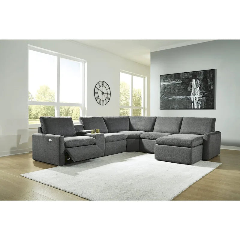 Grey / Beige 6-Piece Power Reclining Sectional – Seats 6
