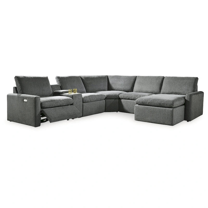 Grey / Beige 6-Piece Power Reclining Sectional – Seats 6