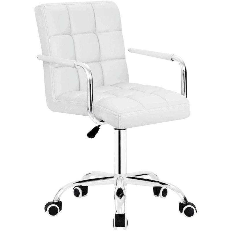 White / Black Mid-Back PU Leather Office Chair | Adjustable Height | 360° Swivel | 1-Person