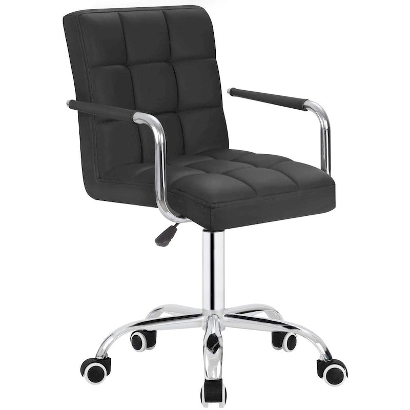 White / Black Mid-Back PU Leather Office Chair | Adjustable Height | 360° Swivel | 1-Person