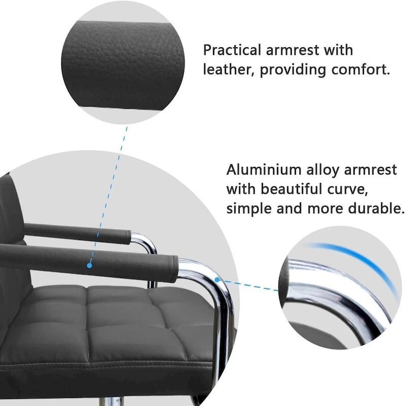 White / Black Mid-Back PU Leather Office Chair | Adjustable Height | 360° Swivel | 1-Person