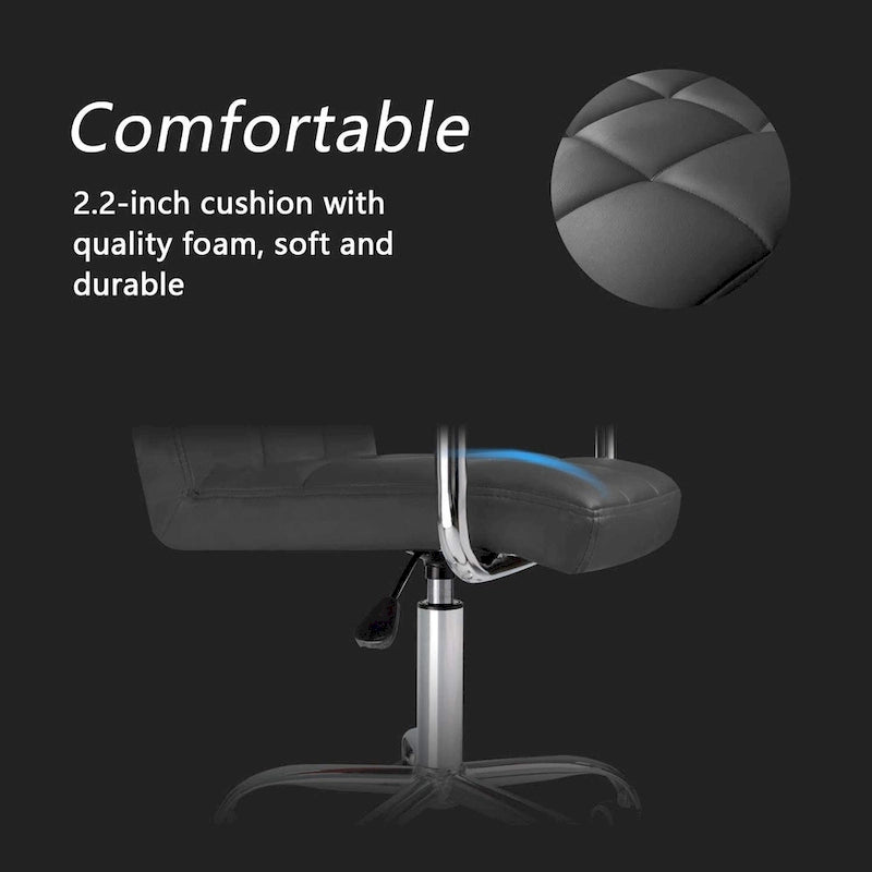 White / Black Mid-Back PU Leather Office Chair | Adjustable Height | 360° Swivel | 1-Person