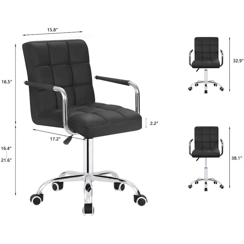 White / Black Mid-Back PU Leather Office Chair | Adjustable Height | 360° Swivel | 1-Person
