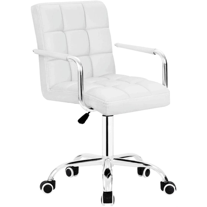 White / Black Mid-Back PU Leather Office Chair | Adjustable Height | 360° Swivel | 1-Person
