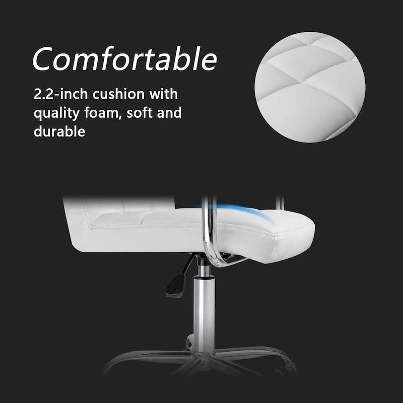 White / Black Mid-Back PU Leather Office Chair | Adjustable Height | 360° Swivel | 1-Person