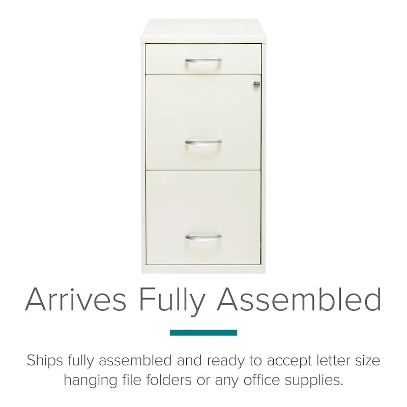 Off-White Steel File Cabinet, 3-Drawer, Single-User