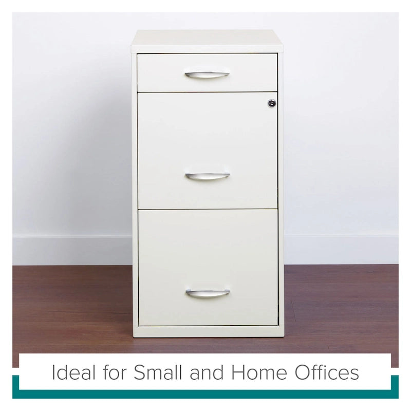 Off-White Steel File Cabinet, 3-Drawer, Single-User