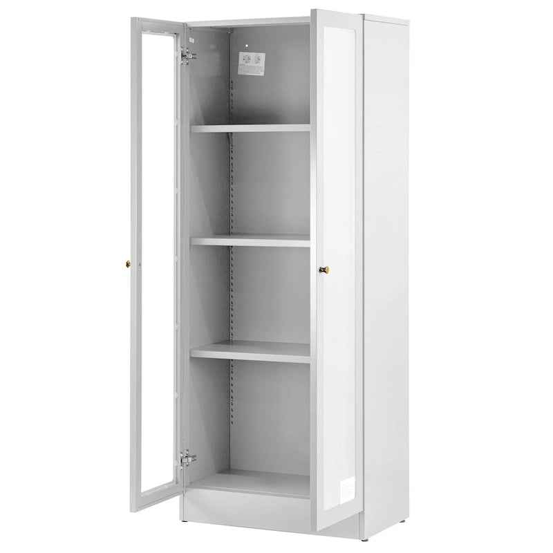 White Steel French Door Cabinet, 2-Door, 1-Person, 59"H