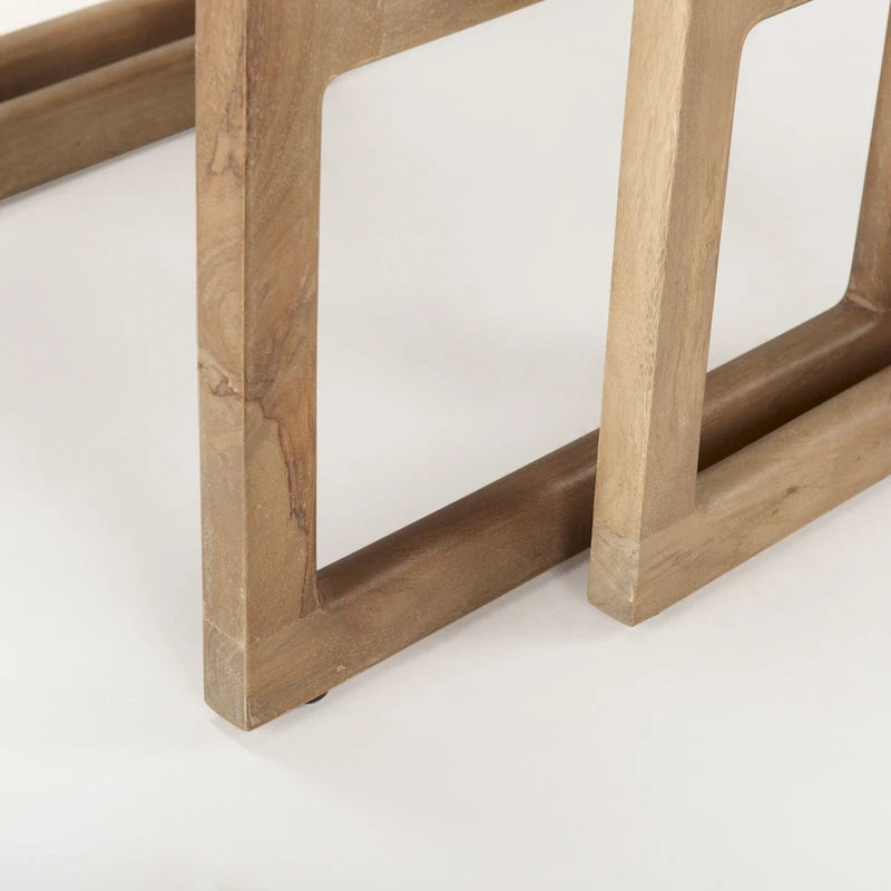 Medium Brown / Light Brown Square Nesting Accent Tables, Set of 2, Seats 2