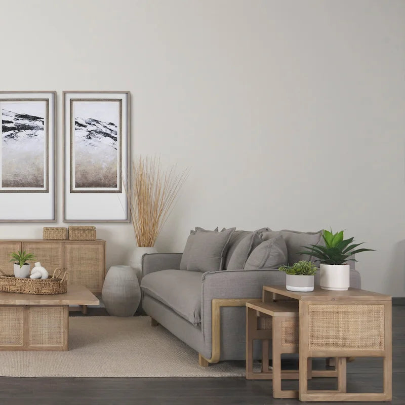 Medium Brown / Light Brown Square Nesting Accent Tables, Set of 2, Seats 2