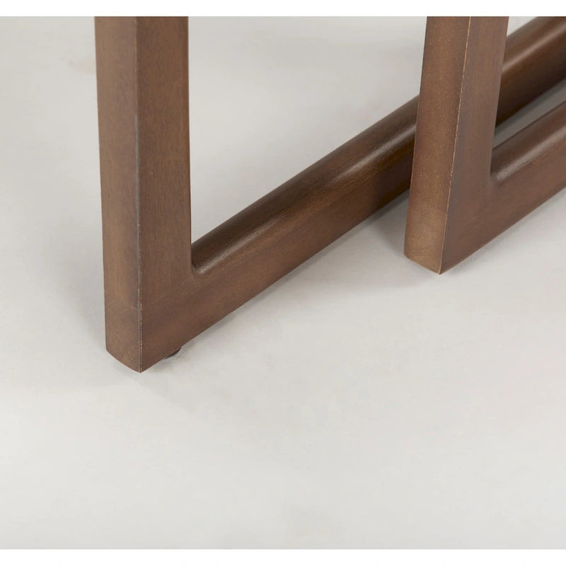 Medium Brown / Light Brown Square Nesting Accent Tables, Set of 2, Seats 2