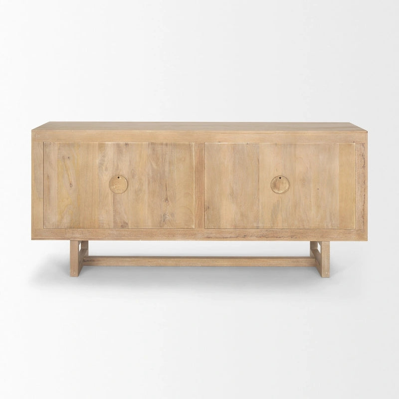 Light/Medium Brown Cane-Front 4-Door Sideboard