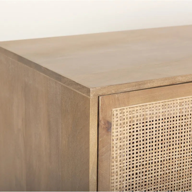 Light/Medium Brown Cane-Front 4-Door Sideboard