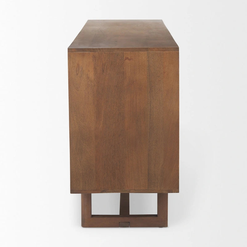 Light/Medium Brown Cane-Front 4-Door Sideboard