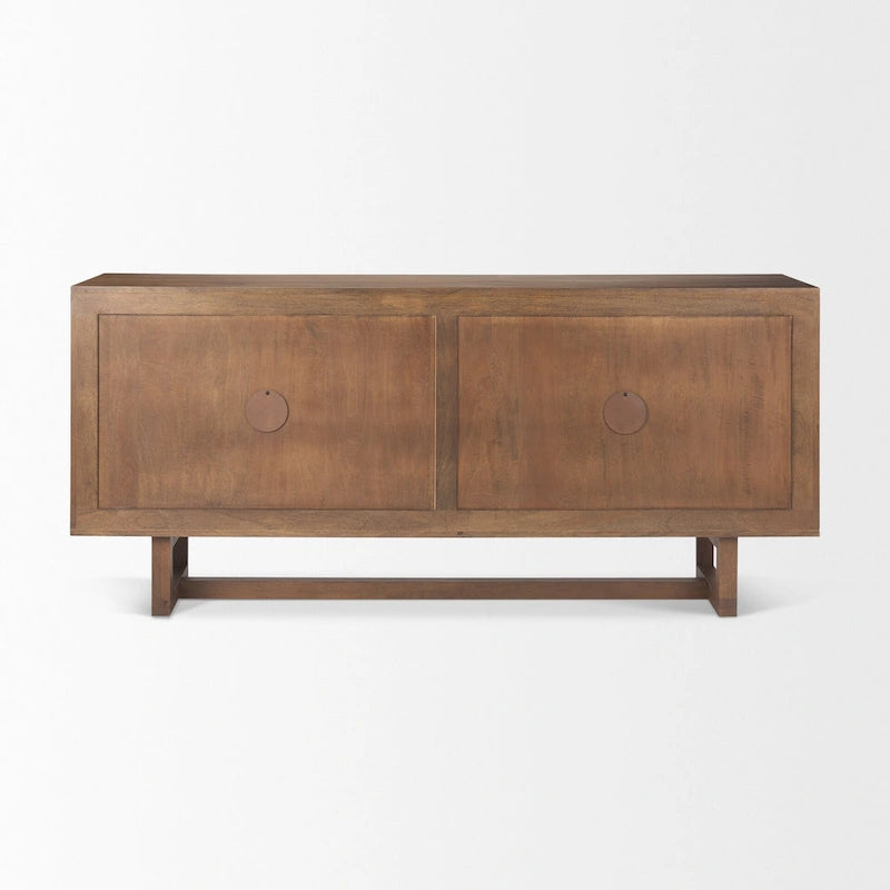 Light/Medium Brown Cane-Front 4-Door Sideboard